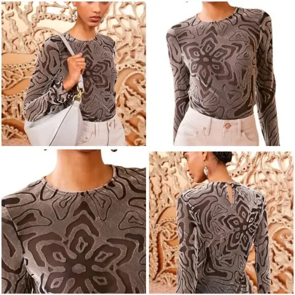Ulla Johnson Quinn Velvet Burnout Top in Luna Size 12